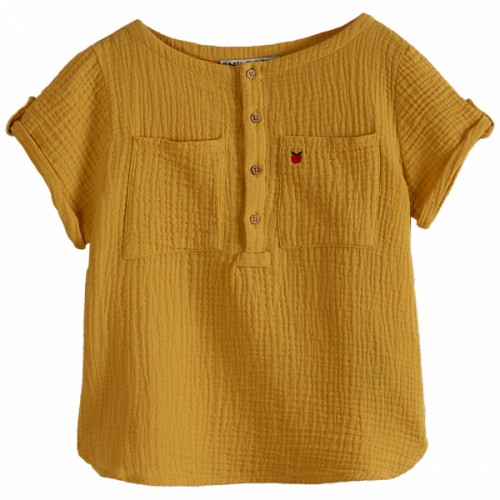 Yellow Cotton Double Gauze T-Shirt