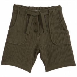 Khaki Double Cotton Gauze Shorts