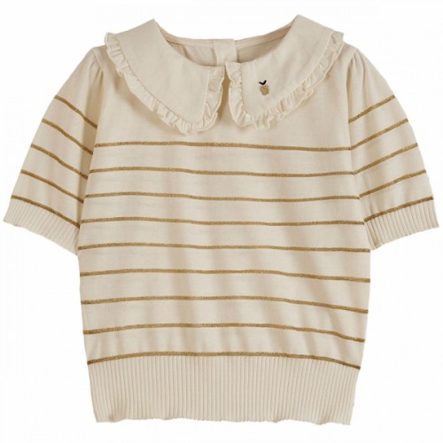 Ruffled Organic Cotton Striped T-Shirt