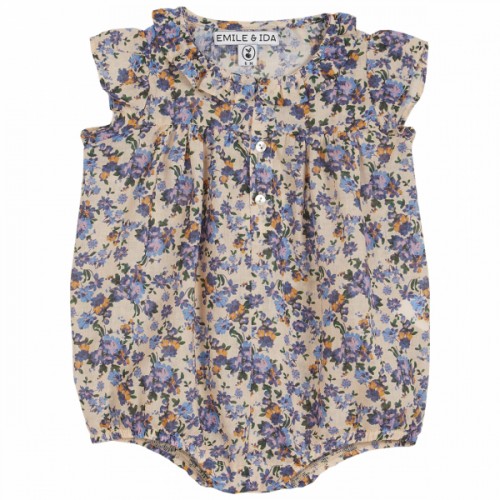 Floral Ecru Cotton Voile Dungaree