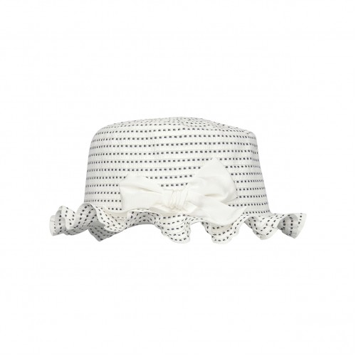 White & Black Striped Ribbon Ruffle Hat