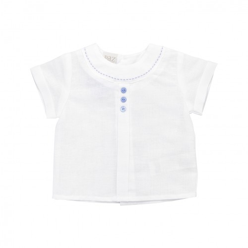 White Linen Blend Blouse