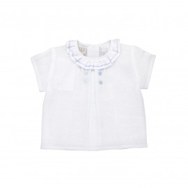 White Linen Blend Blouse