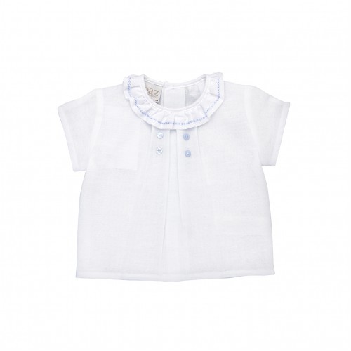 White Linen Blend Blouse