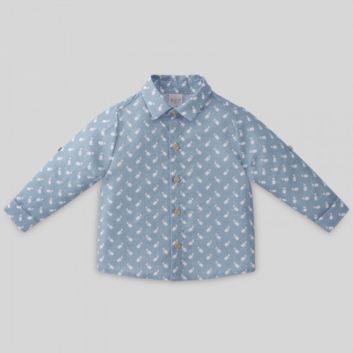 Blue Dog Print Shirt