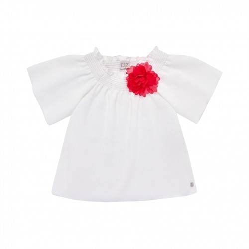 White Top with Red Flower