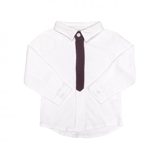 White Shirt with Burgundy Placket