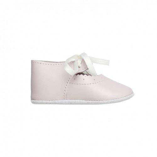 Pink Leather Shoes with Ribbon