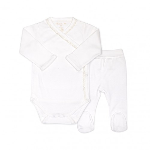 New Born Body and Pants Set in White