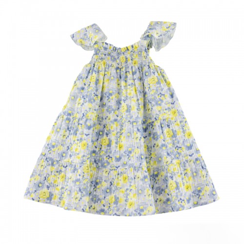 Blue and Yellow Floral Dress