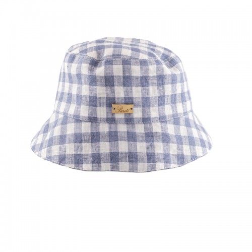 White and Blue Check Hat 